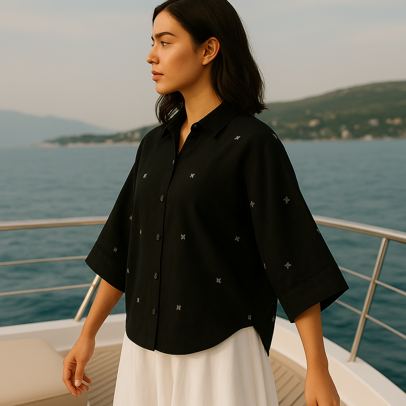 Bia Dolman Sleeves Shirt cotton by Moborr in black color for women Worldwide