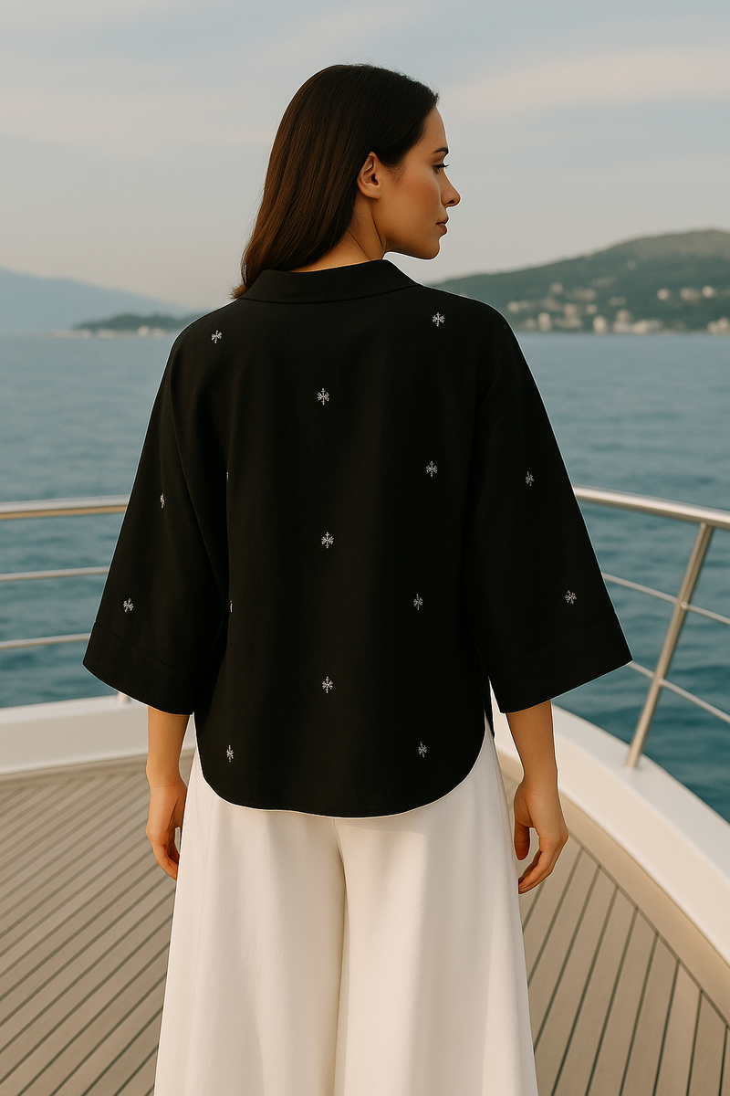 Bia Dolman Sleeves Shirt cotton by Moborr in black color for women Worldwide