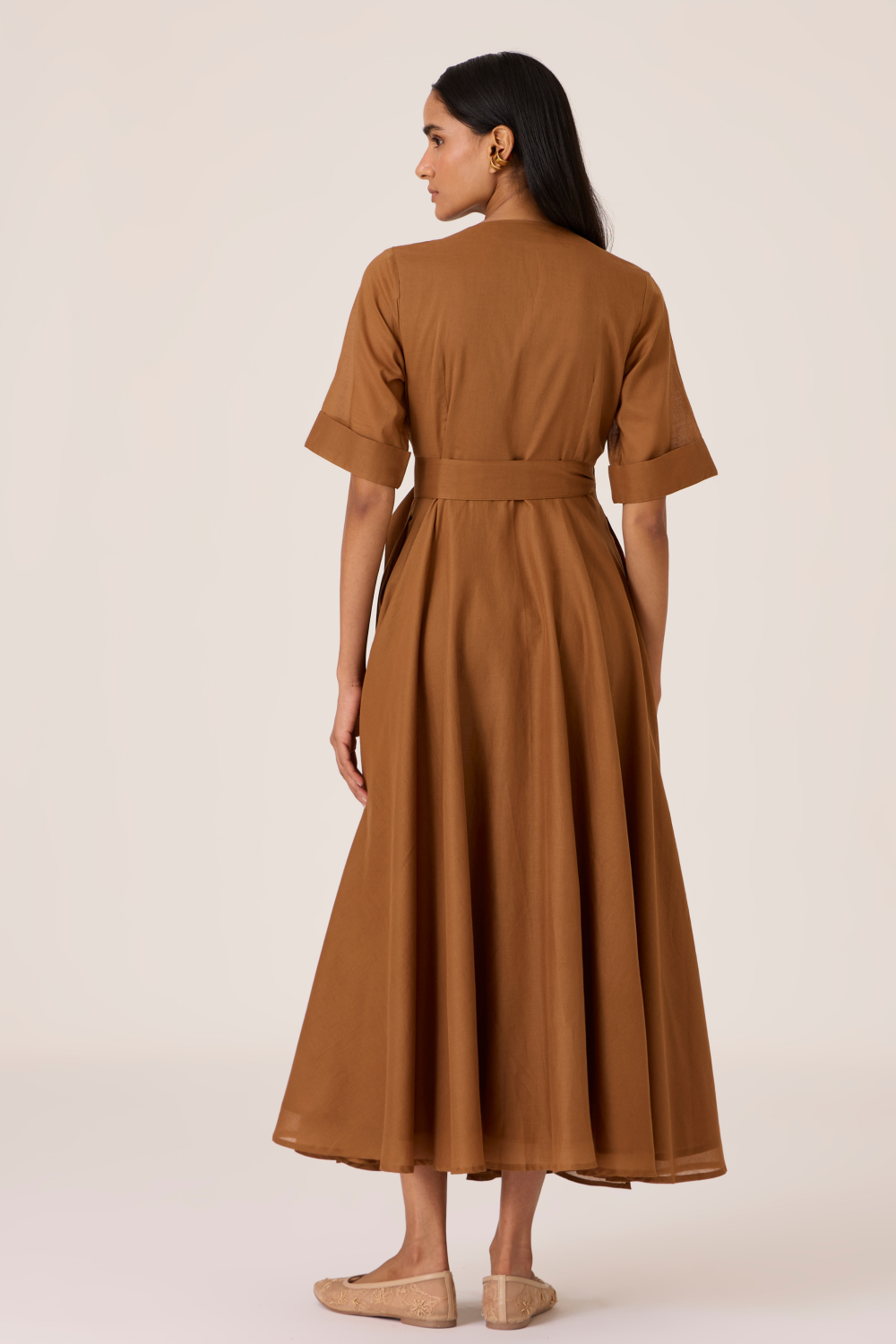 Bilel Brown Maxi Wrap Dress