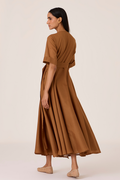 Bilel Brown Maxi Wrap Dress