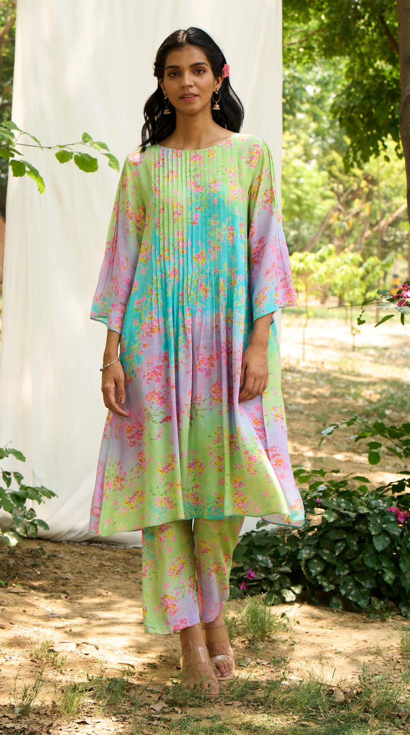 Puffin Kurta Set silk by Priti Prashant in multi color for women Worldwide