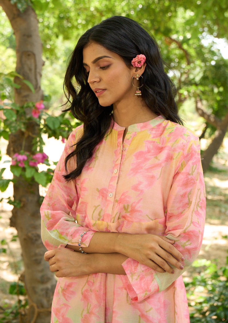 Flamingo Dress silk by Priti Prashant in peach color for women Worldwide