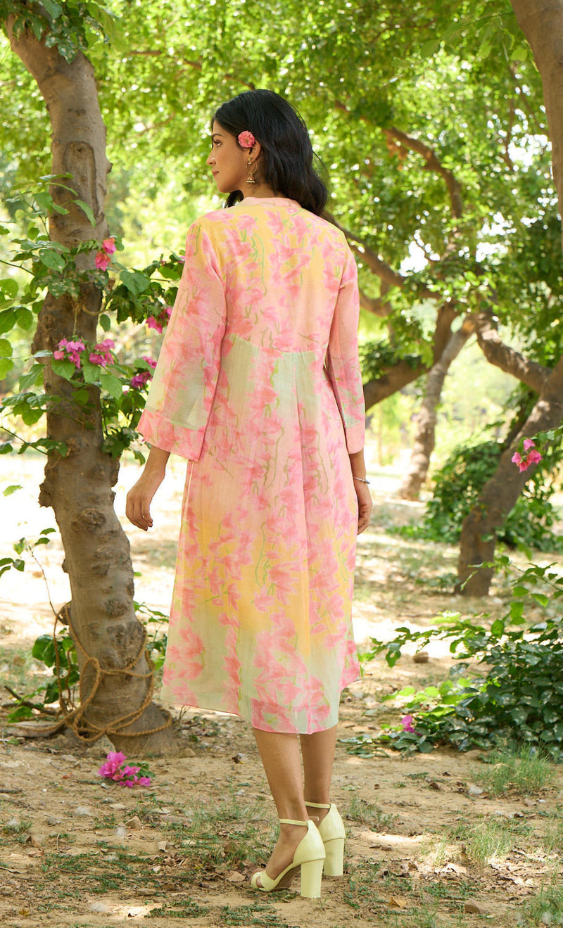 Flamingo Dress silk by Priti Prashant in peach color for women Worldwide