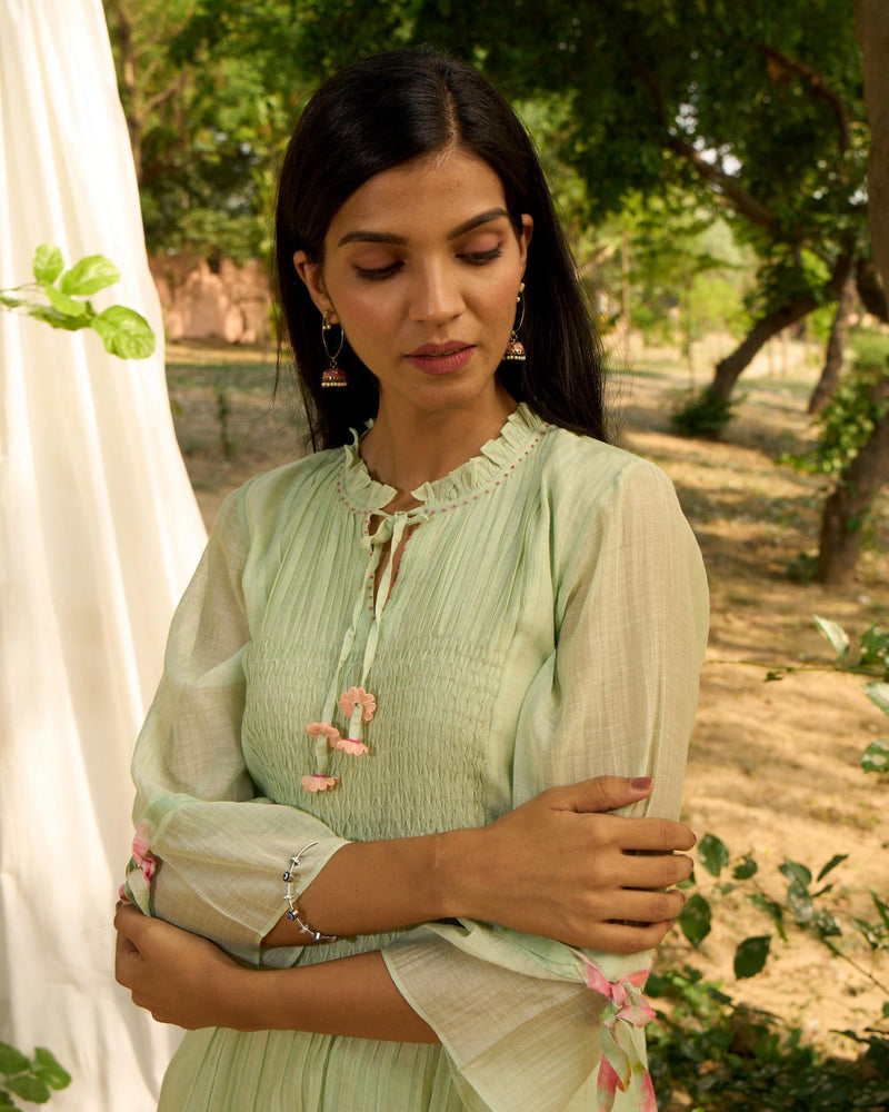 Baya Kurta Set-Light Green silk by Priti Prashant in green color for women Worldwide