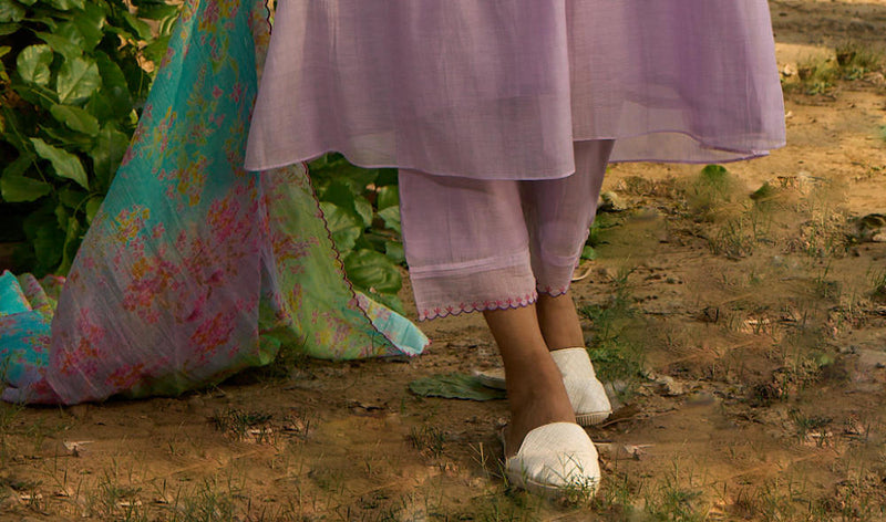 Maina-KBD Kurta Set-Lilac silk by Priti Prashant for women Worldwide