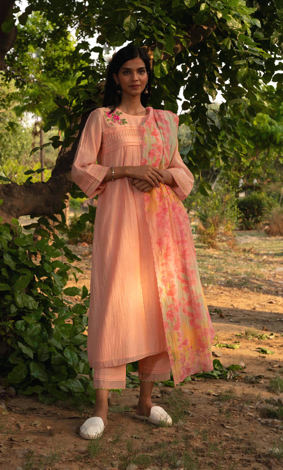 Maina-KBD Kurta Set-Peach