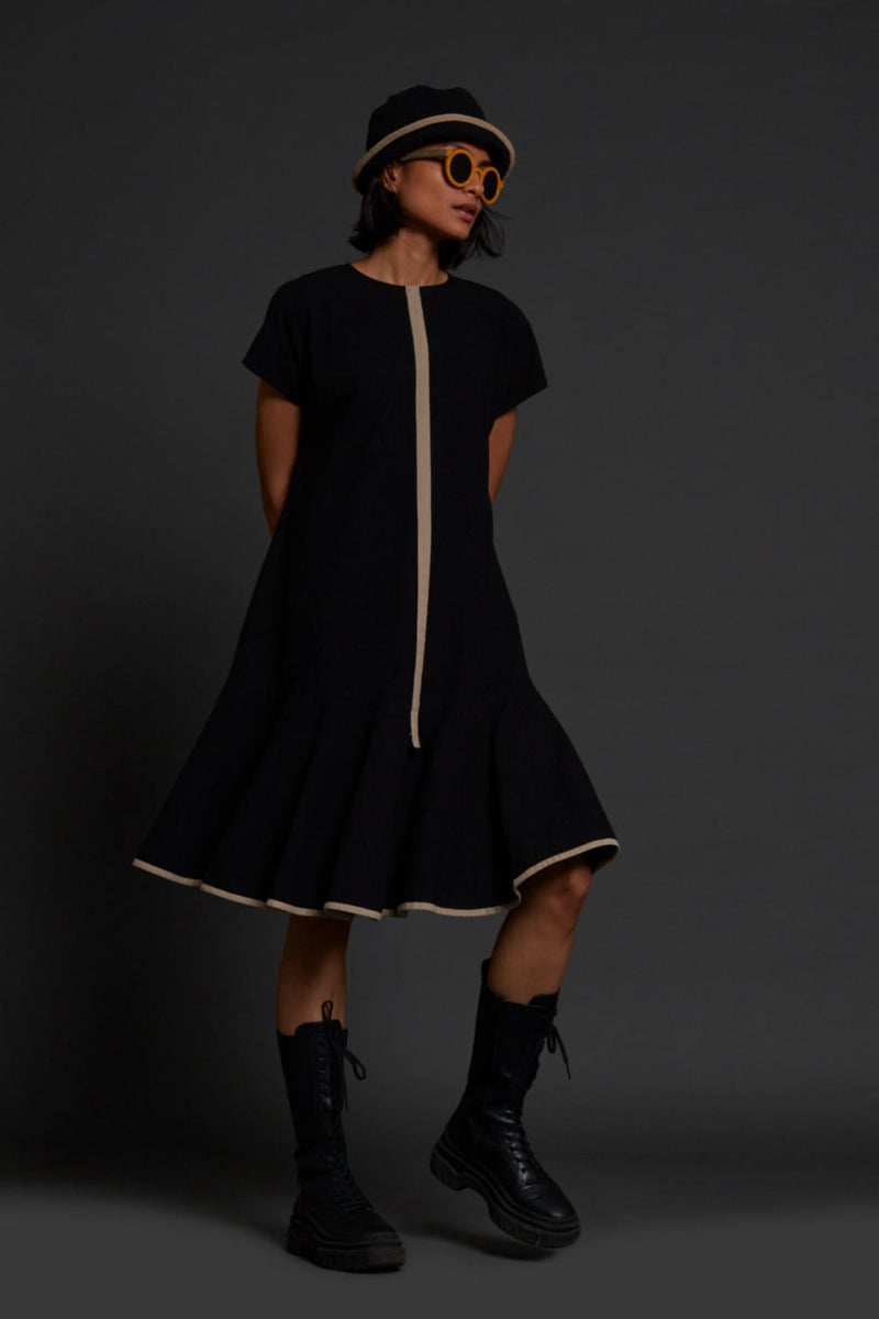 Black A-line Dress Dress by Mati in black color for women Worldwide