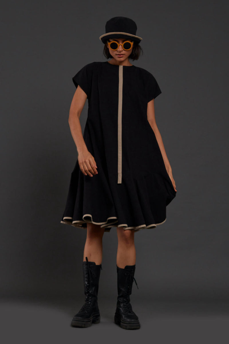 Black A-line Dress Dress by Mati in black color for women Worldwide