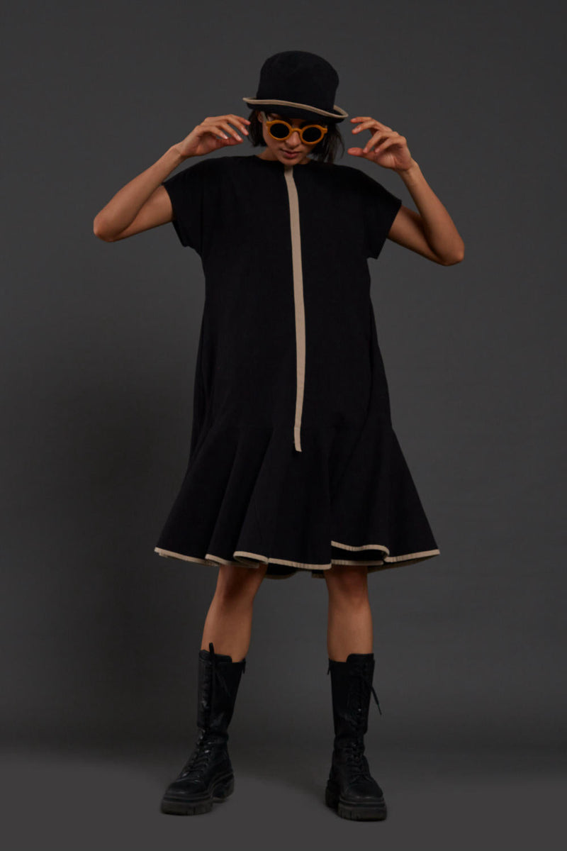 Black A-line Dress Dress by Mati in black color for women Worldwide