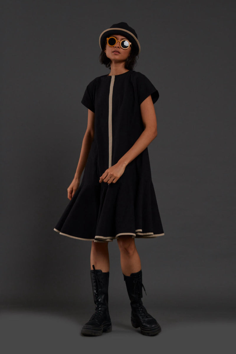 Black A-line Dress Dress by Mati in black color for women Worldwide