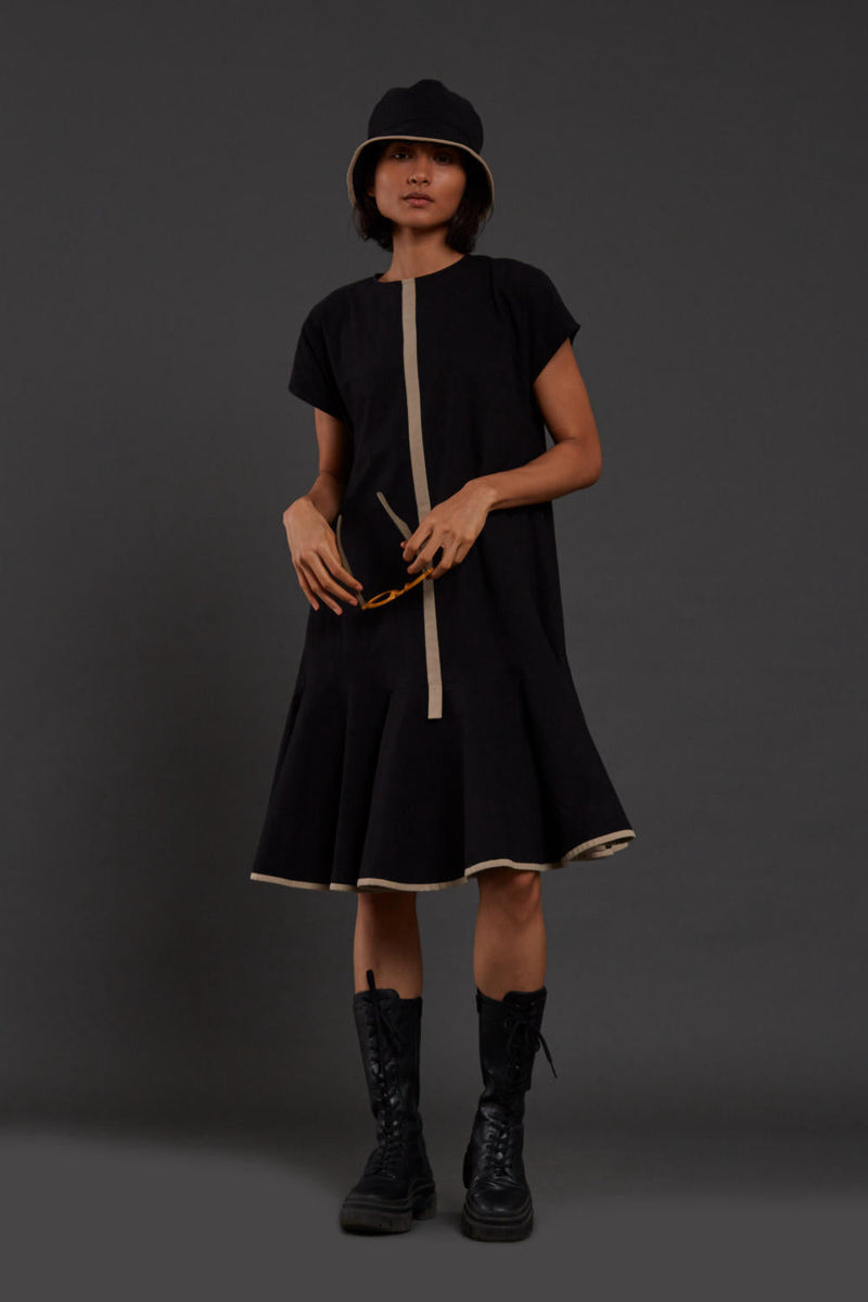 Black A-line Dress Dress by Mati in black color for women Worldwide