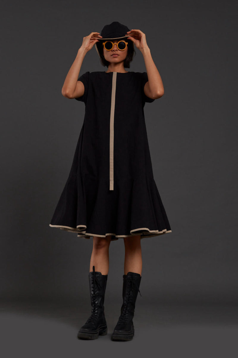 Black A-line Dress Dress by Mati in black color for women Worldwide