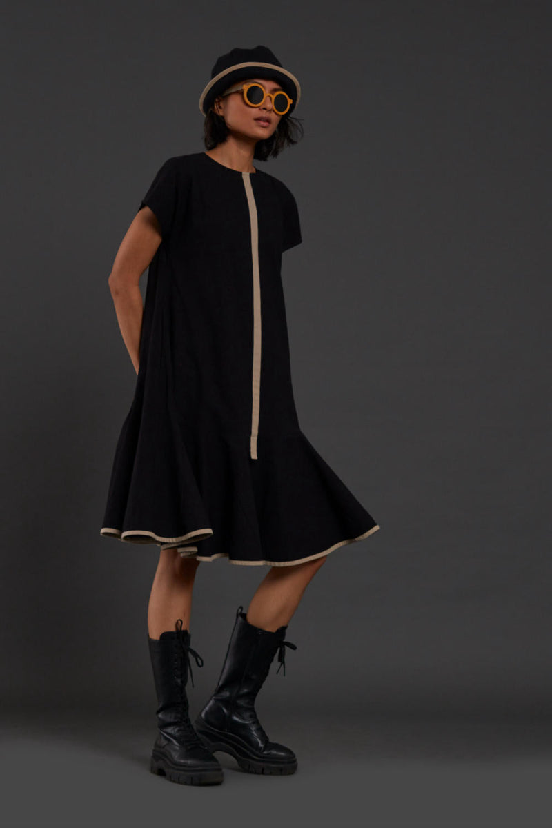 Black A-line Dress Dress by Mati in black color for women Worldwide