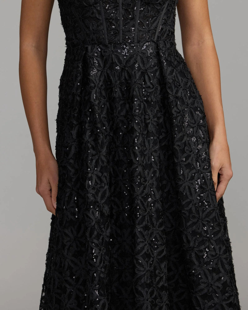 56286-Black Embellished Corset A Line Gown tulle evening-gowns by Mac Duggal in black for women Worldwide