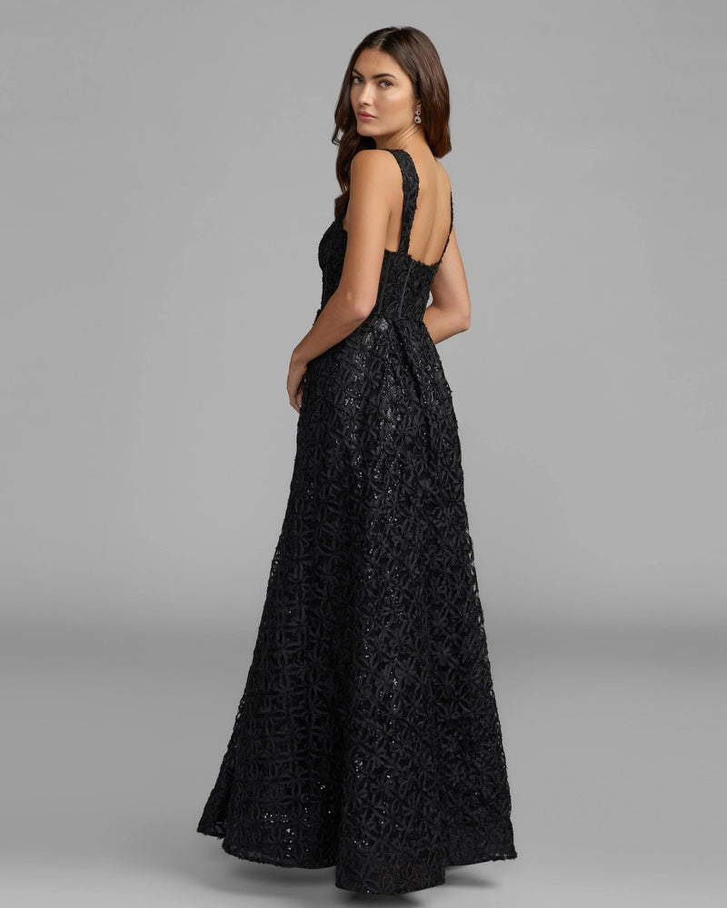 56286-Black Embellished Corset A Line Gown tulle evening-gowns by Mac Duggal in black for women Worldwide