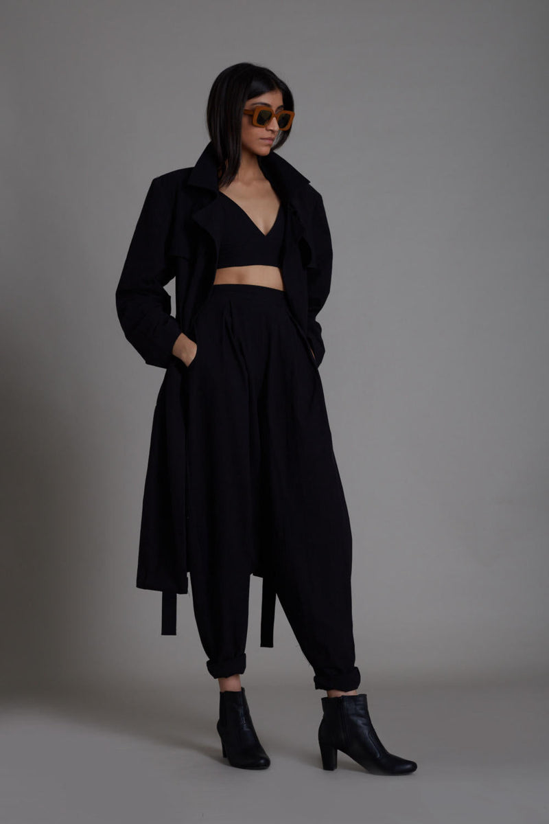Black Milestone Set Co-ord Set,Jackets & Overlays by Mati in black color for women Worldwide