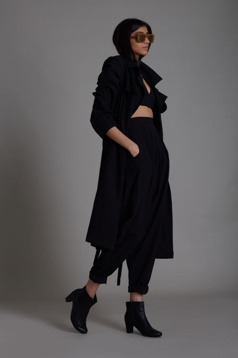 Black Milestone Set Co-ord Set,Jackets & Overlays by Mati in black color for women Worldwide