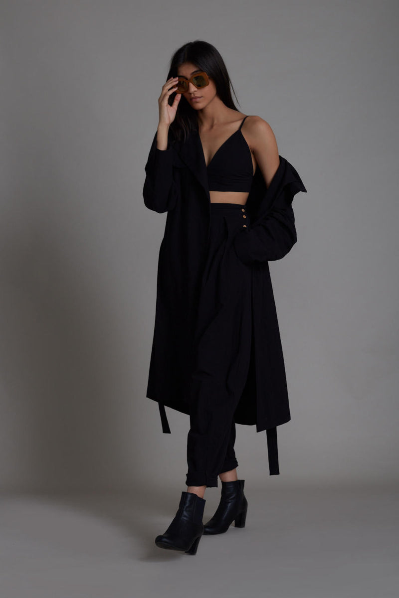Black Milestone Set Co-ord Set,Jackets & Overlays by Mati in black color for women Worldwide