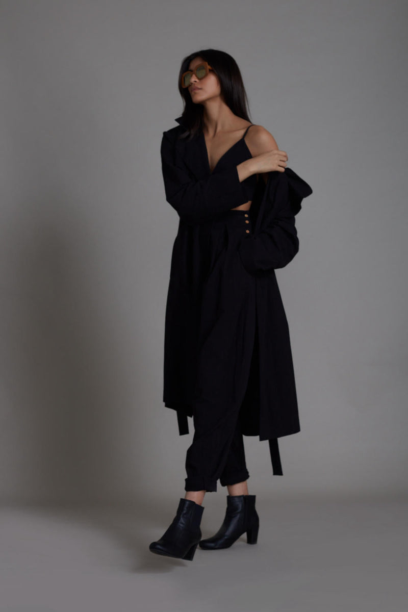 Black Milestone Set Co-ord Set,Jackets & Overlays by Mati in black color for women Worldwide