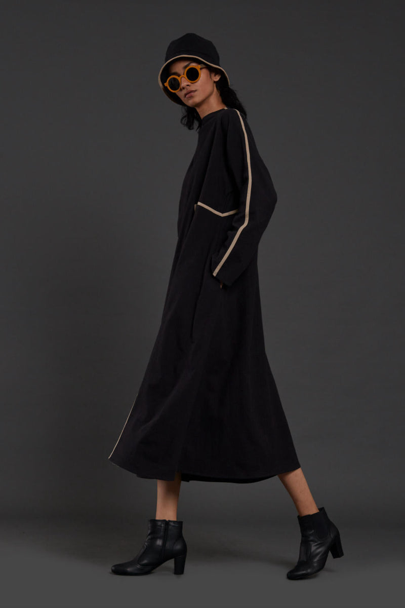 Black Piping Dress Dress by Mati in black color for women Worldwide