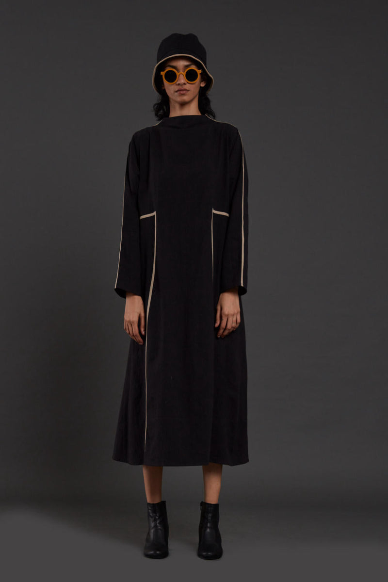 Black Piping Dress Dress by Mati in black color for women Worldwide