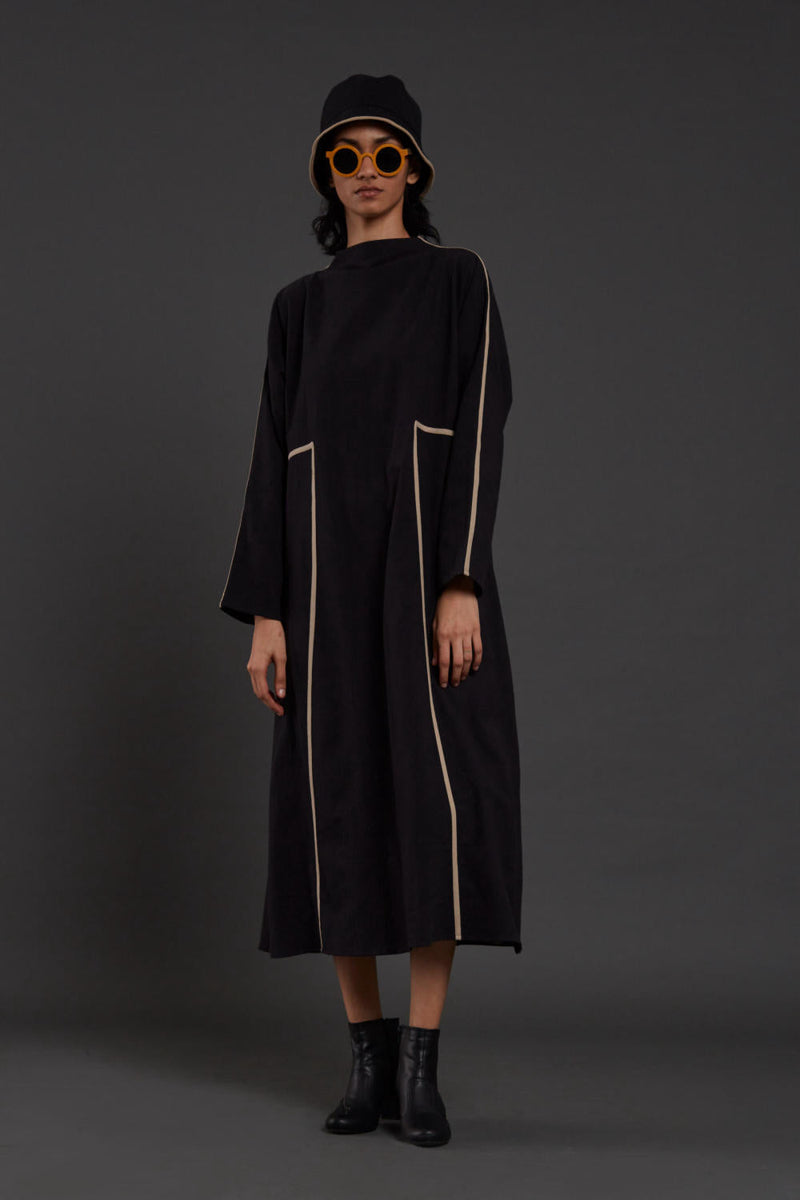 Black Piping Dress Dress by Mati in black color for women Worldwide