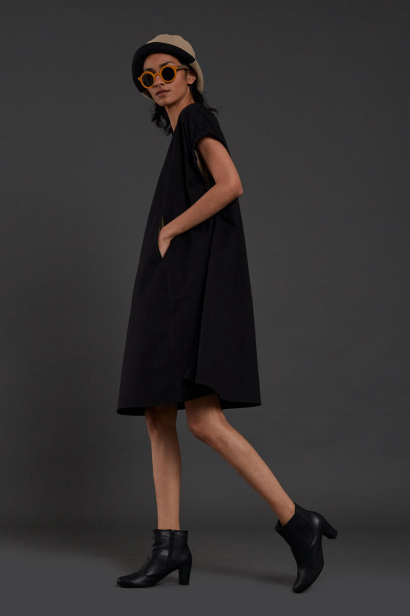 Black Pocket Dress Dress by Mati in black color for women Worldwide