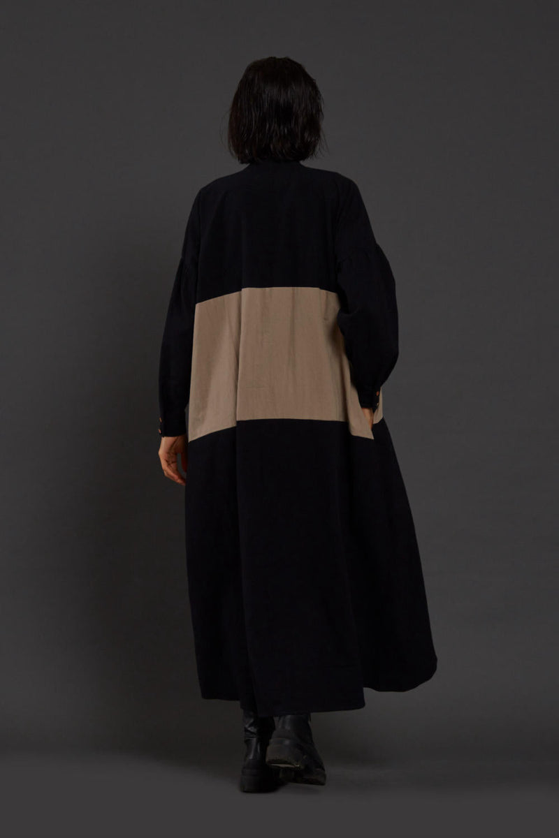 Black & Beige Band Dress Dress by Mati in black color for women Worldwide