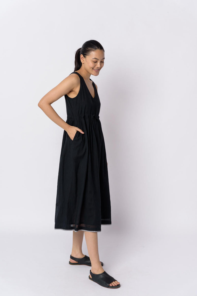 Black front tie - up dress - Black Dress by World of Crow in black color for women Worldwide
