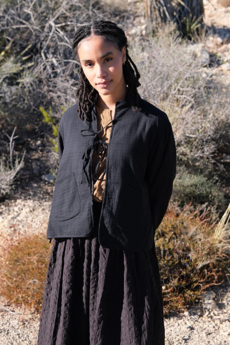 Black padded Jacket cotton by World of Crow in black color for women Worldwide