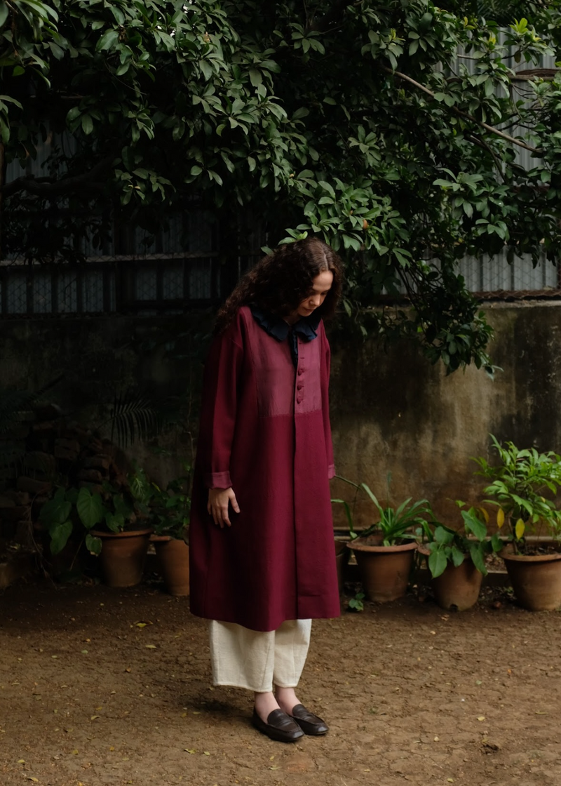 Blair Coat - Wine silk by MASON AND MILL for women Worldwide