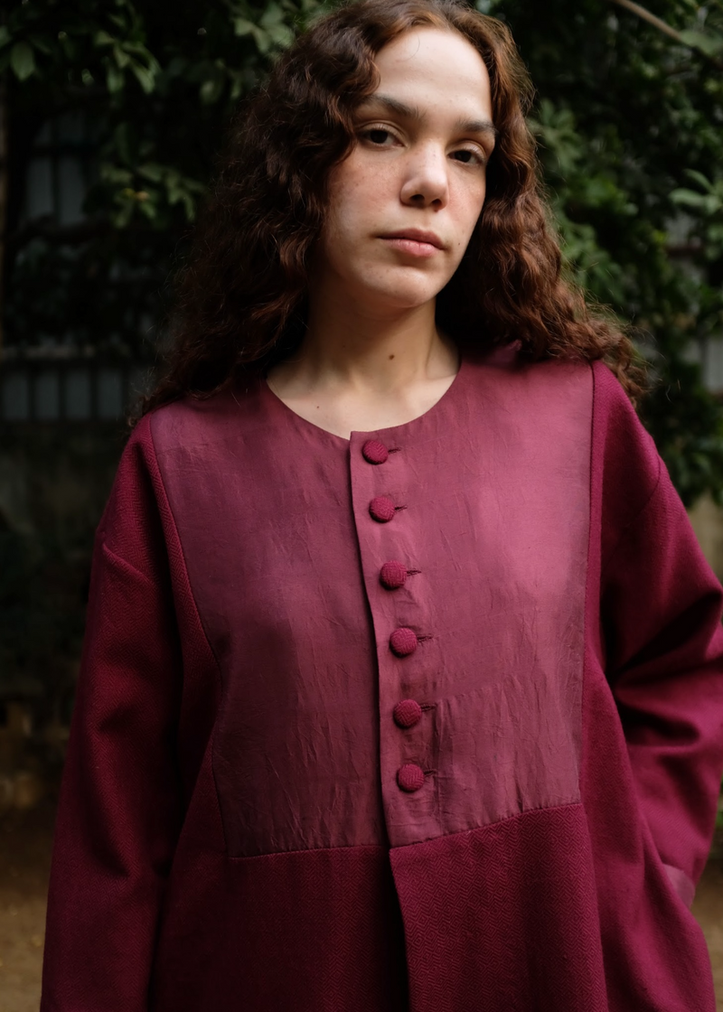 Blair Coat - Wine silk by MASON AND MILL for women Worldwide