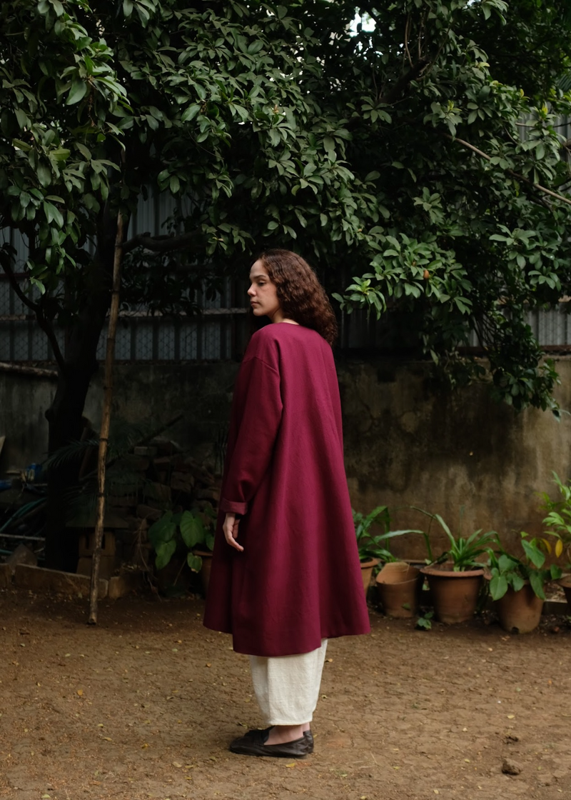 Blair Coat - Wine silk by MASON AND MILL for women Worldwide
