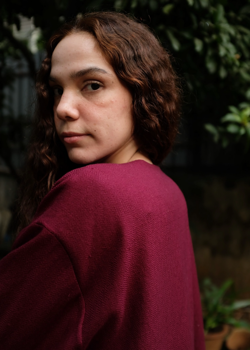 Blair Coat - Wine silk by MASON AND MILL for women Worldwide