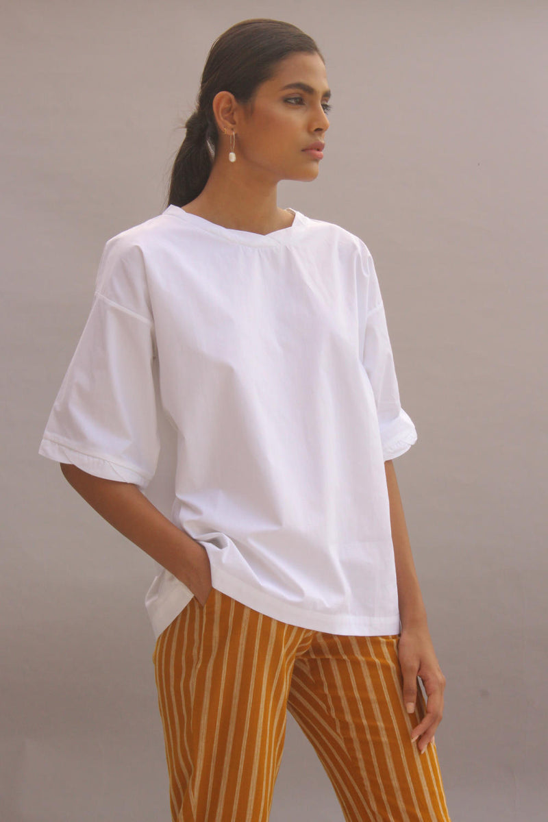 Blanc Box Tee cotton by The Summer House in white color for women Worldwide