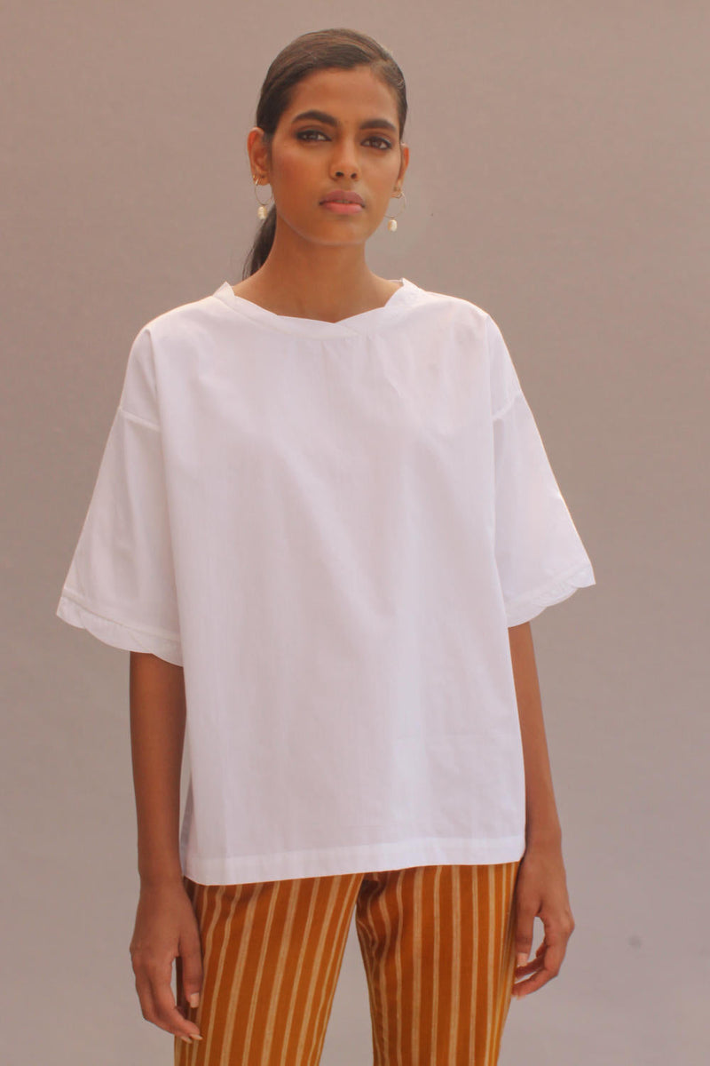 Blanc Box Tee cotton by The Summer House in white color for women Worldwide