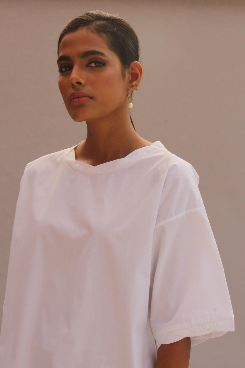 Blanc Box Tee cotton by The Summer House in white color for women Worldwide