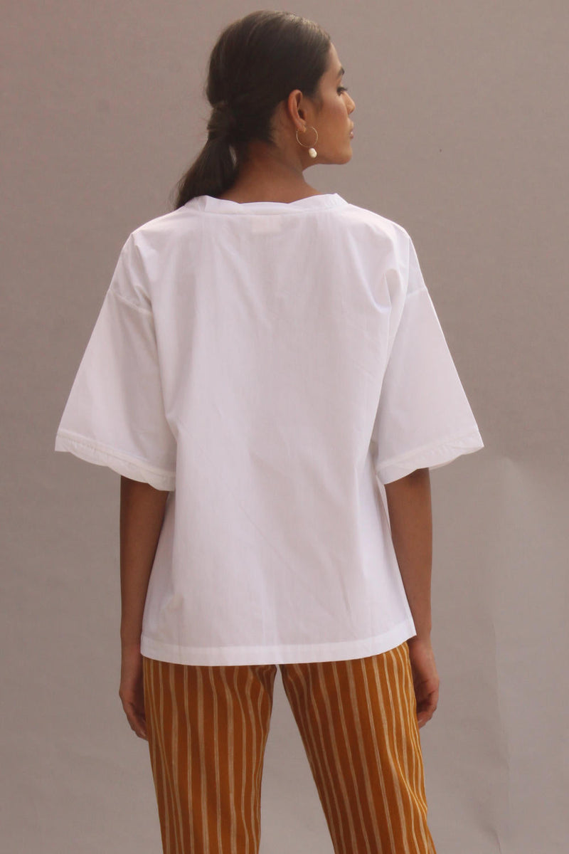 Blanc Box Tee cotton by The Summer House in white color for women Worldwide