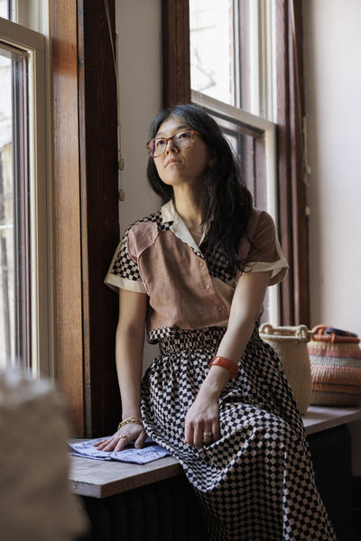 Block printed black skirt