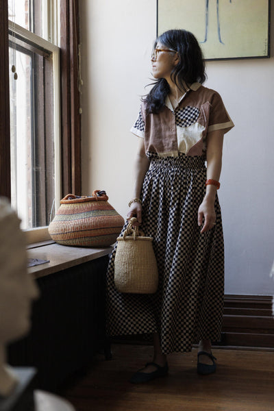 Block printed black skirt