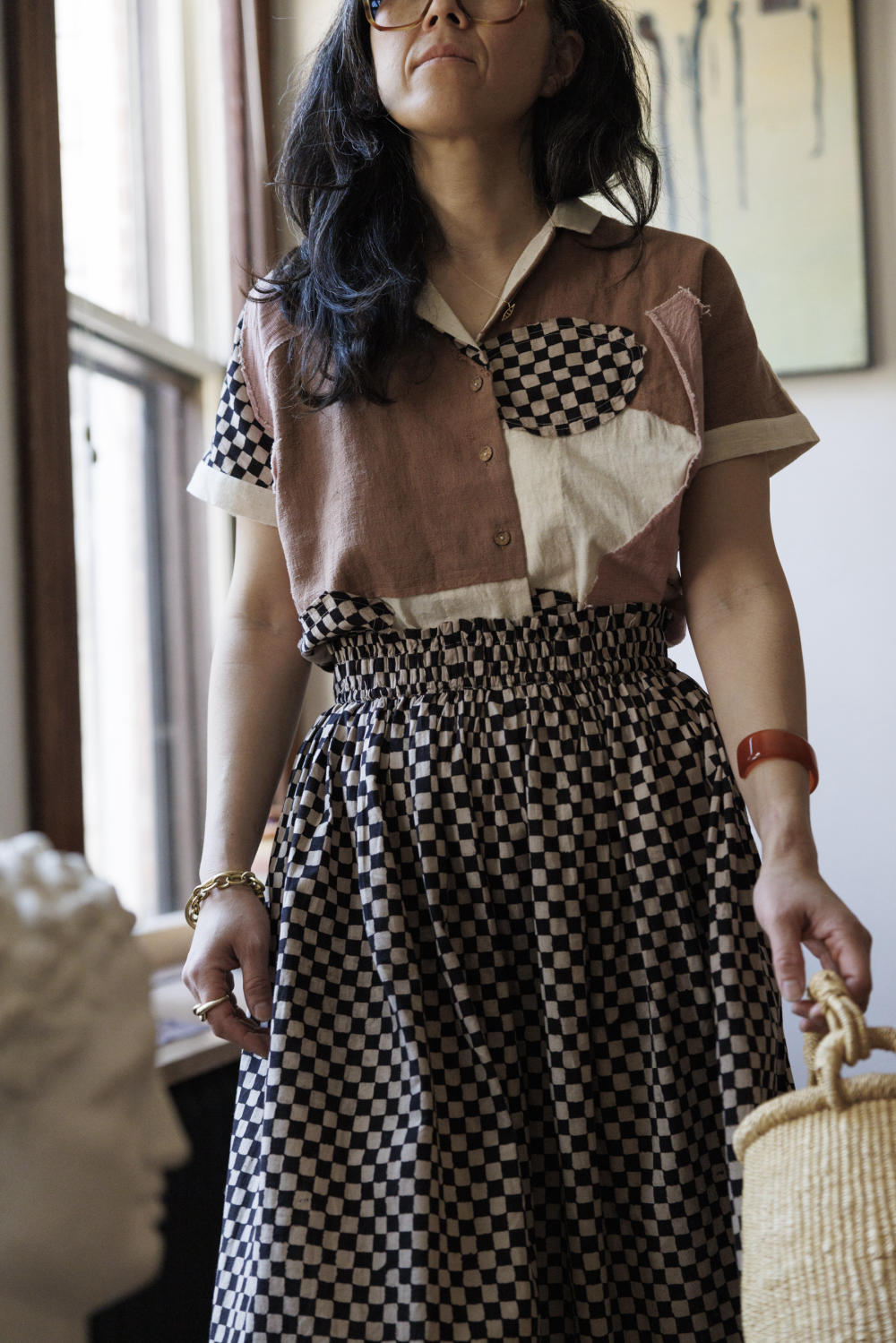 Block printed black skirt