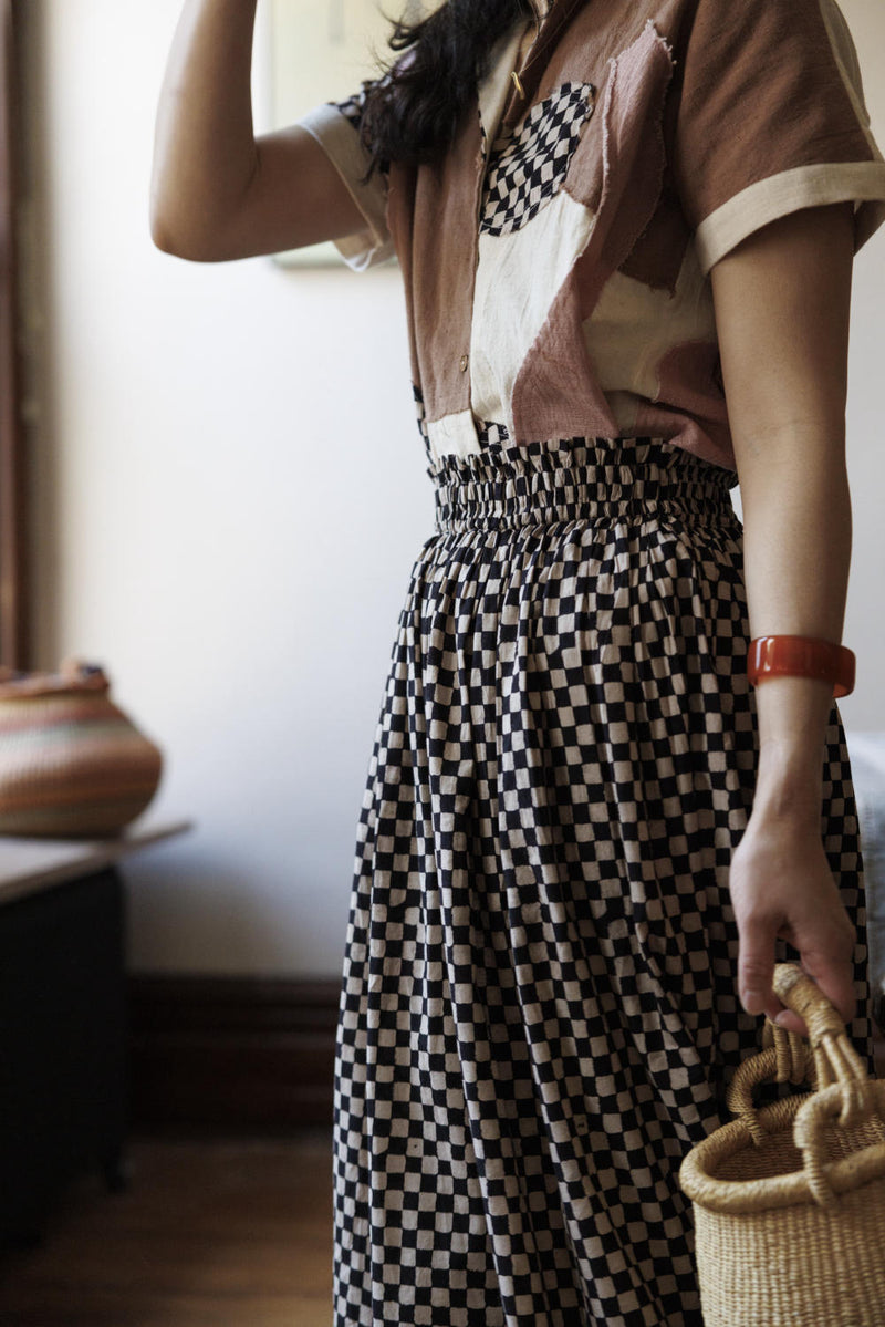 Classic Crow Skirt — Checked board 100% cotton by World of Crow in black color for women Worldwide