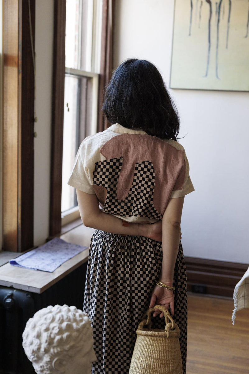 Classic Crow Skirt — Checked board 100% cotton by World of Crow in black color for women Worldwide