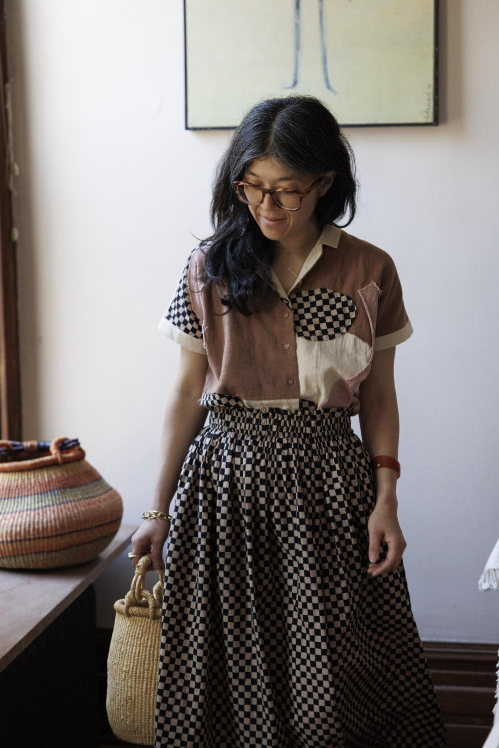 Block printed black skirt