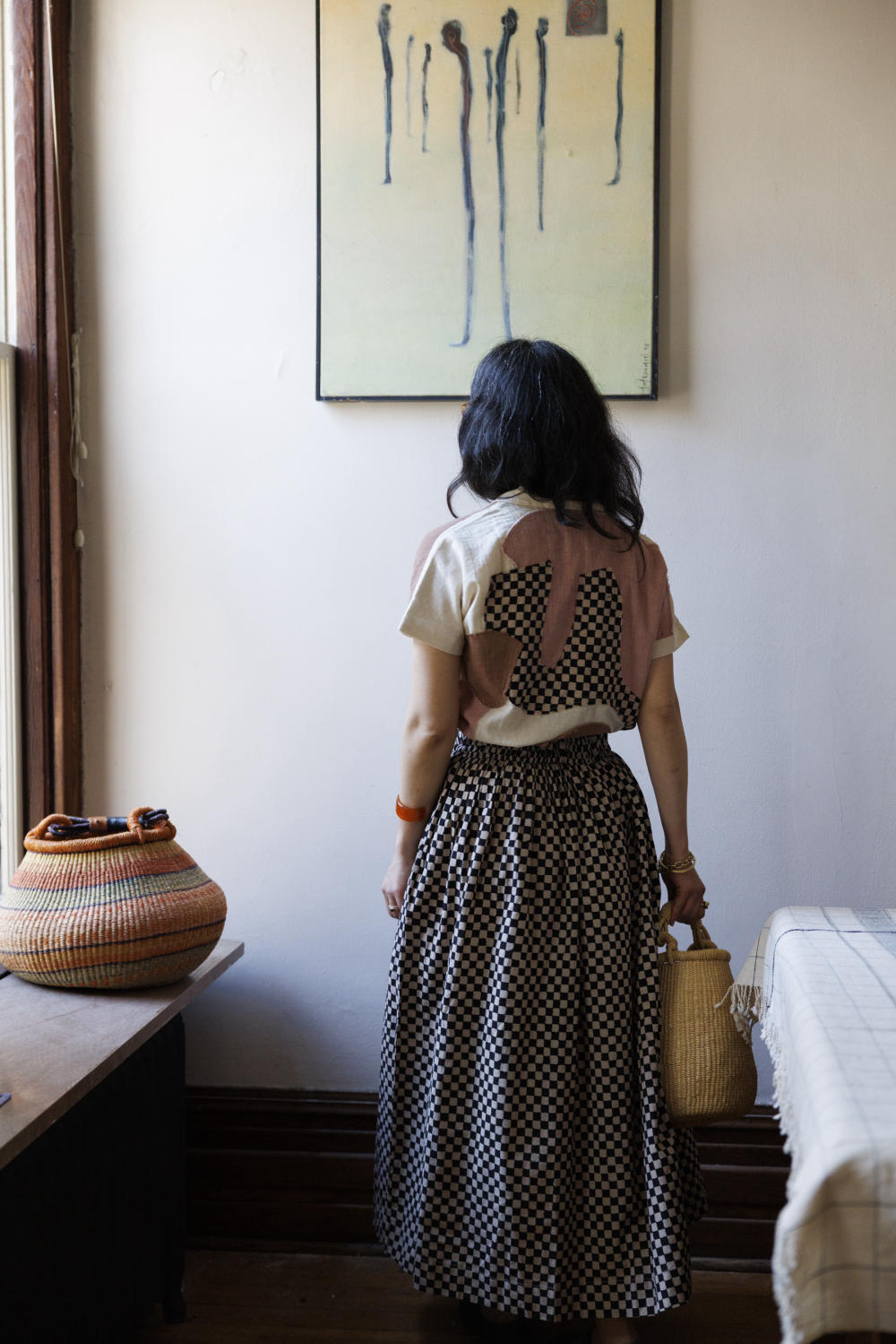 Block printed black skirt