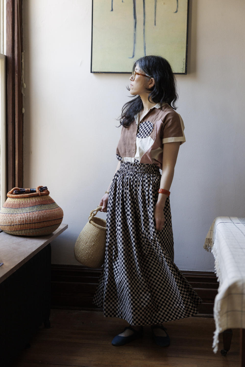 Block printed black skirt