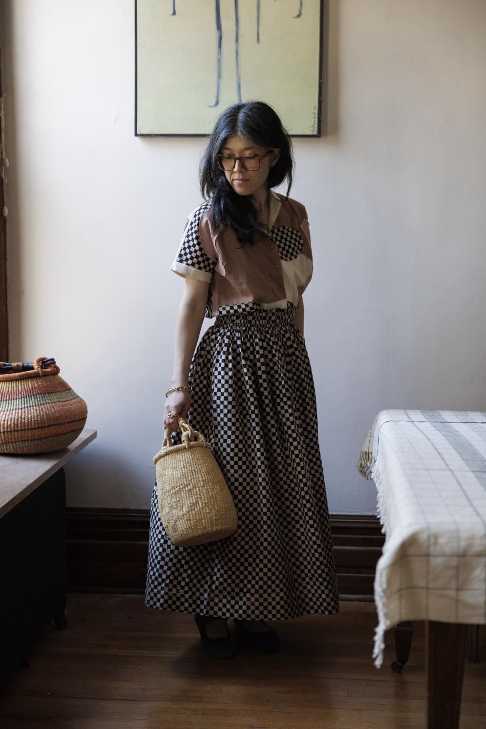 Block printed black skirt