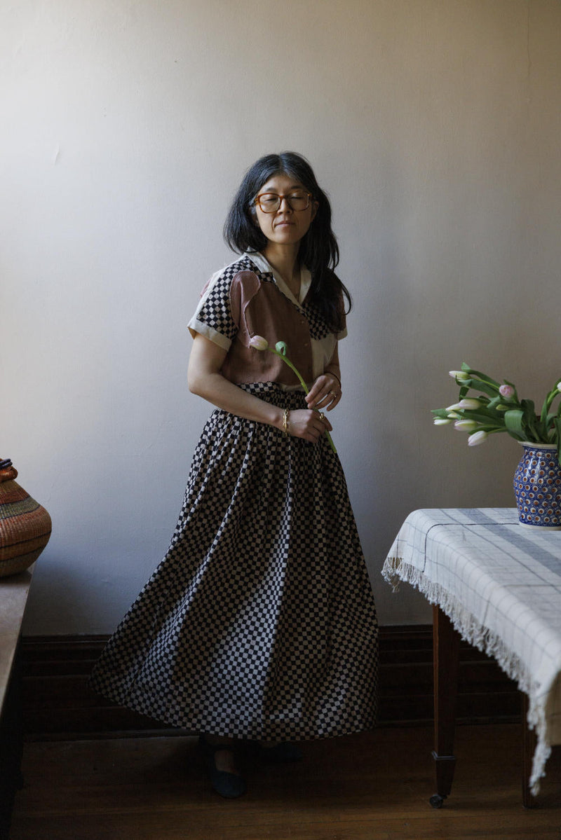 Classic Crow Skirt — Checked board 100% cotton by World of Crow in black color for women Worldwide