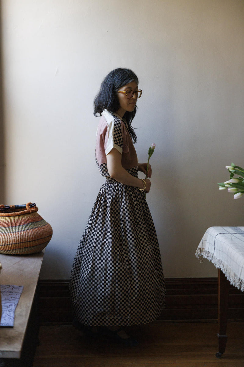 Classic Crow Skirt — Checked board 100% cotton by World of Crow in black color for women Worldwide