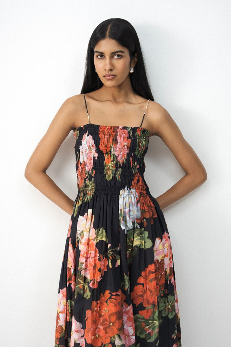 BLOODY MARY RUCHED DRESS poplin by Yam in black color for women Worldwide
